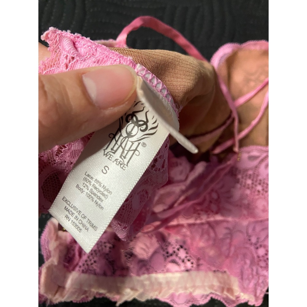 HAH Hot As Hell Pink Floral Lace Bralette Crop Top Adjustable Straps Small - Picture 4 of 4